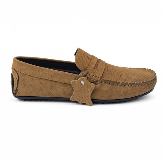 Sahara camel leather slip-on loafers front view