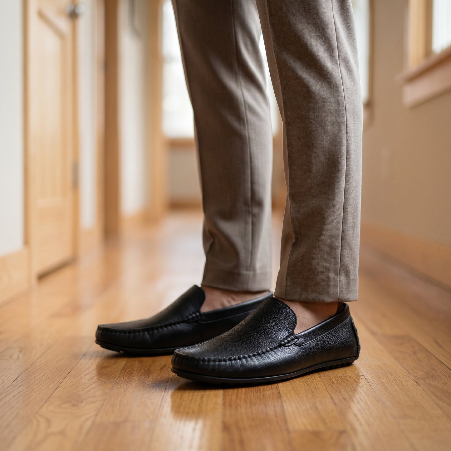 Milan pebbled grain genuine leather texture – Vybrans loafers